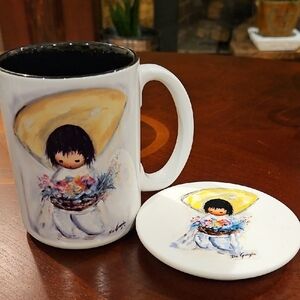 Etore "Ted" DeGrazia Coffee Mug and Coaster of "Flower Boy"